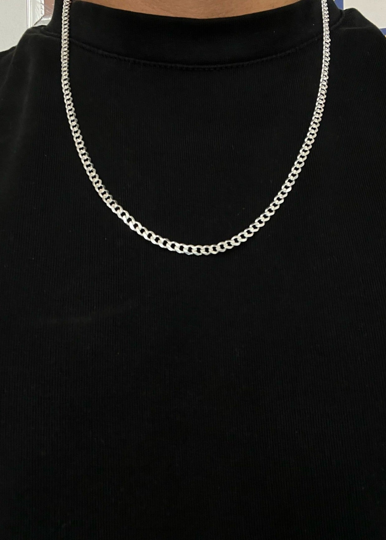 3mm Sterling Silver Cuban Link Chain Necklace | 22"