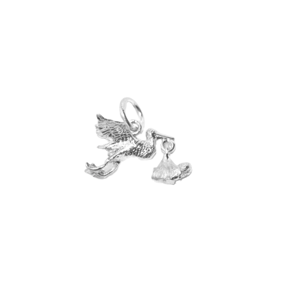 Stork with Baby Charm Pendant