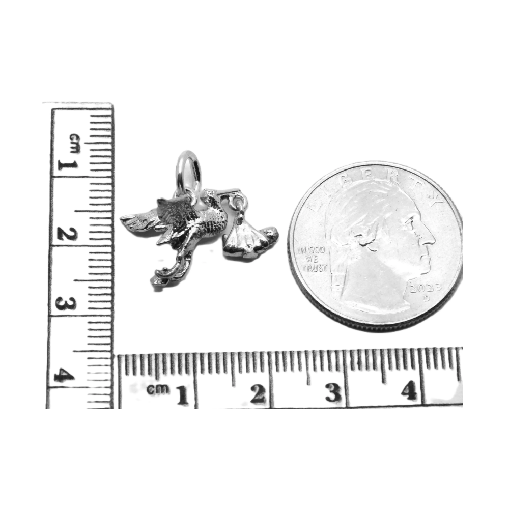 Stork with Baby Charm Pendant