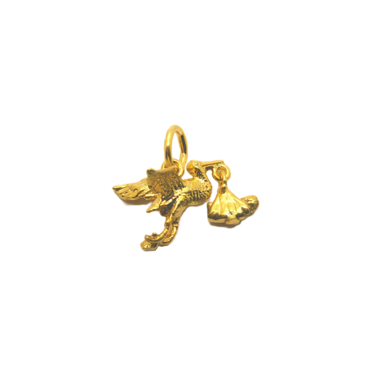 Stork with Baby Charm Pendant