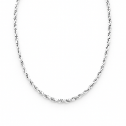 4mm Sterling Silver Rope Chain Necklace | 24"