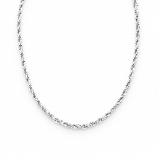4mm Sterling Silver Rope Chain Necklace | 24"