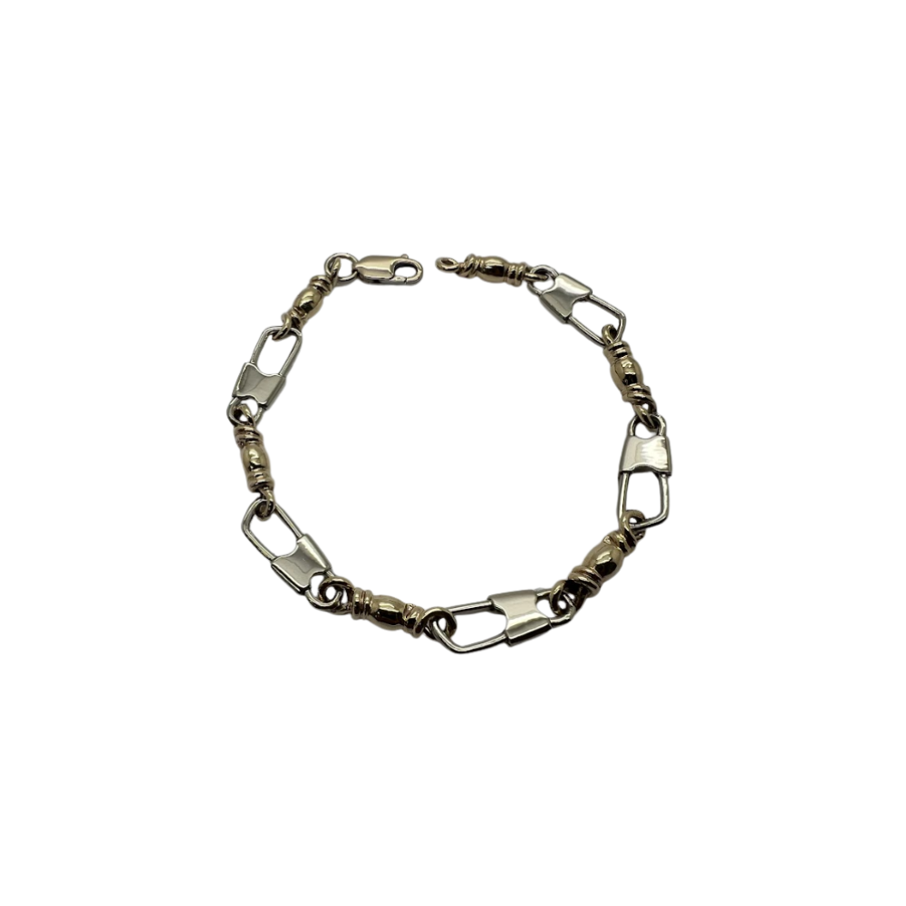 Fishers of Men Original Design Bracelet - Large Link Two Tone Pattern Yellow and White Gold