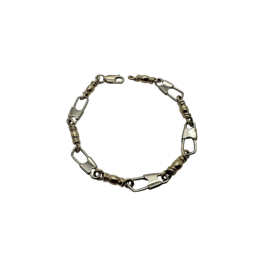 Fishers of Men Original Design Bracelet - Large Link Two Tone Pattern Yellow and White Gold