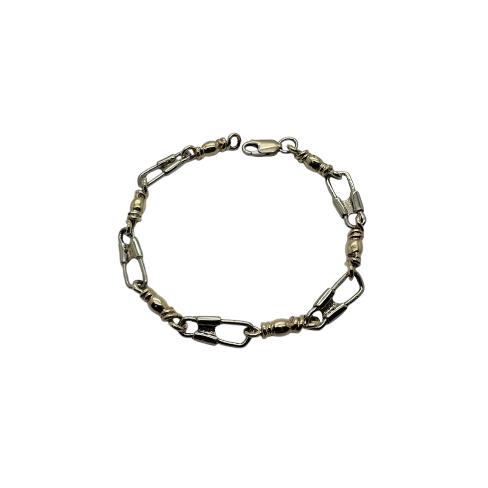 Fishers of Men Original Design Bracelet - Large Link Two Tone Pattern Yellow and White Gold