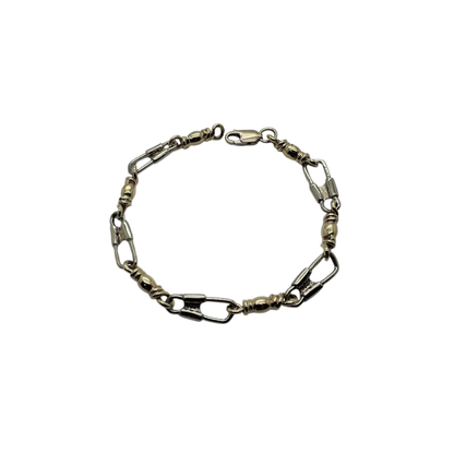 Fishers of Men Original Design Bracelet - Large Link Two Tone Pattern Yellow and White Gold