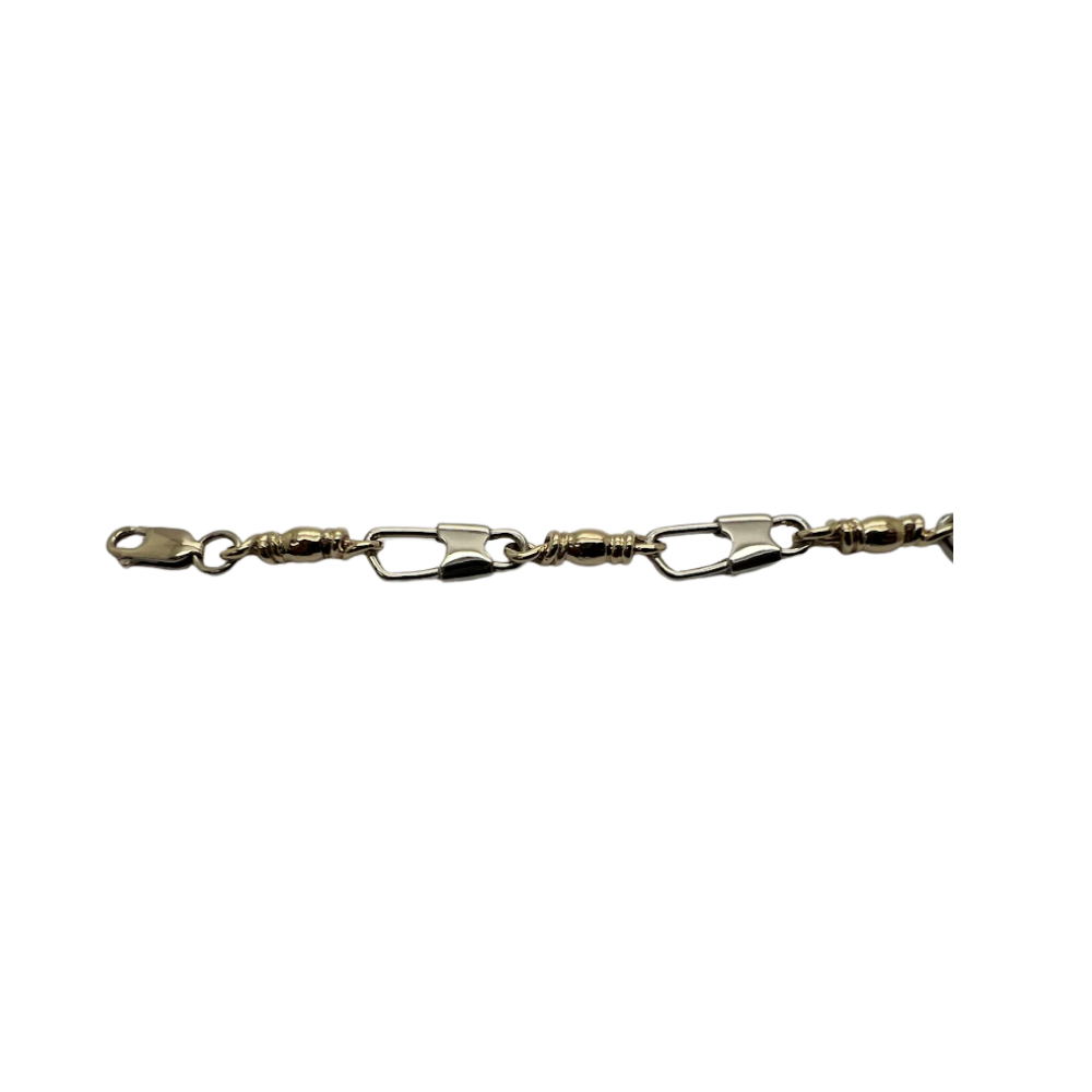 Fishers of Men Original Design Bracelet - Large Link Two Tone Pattern Yellow and White Gold