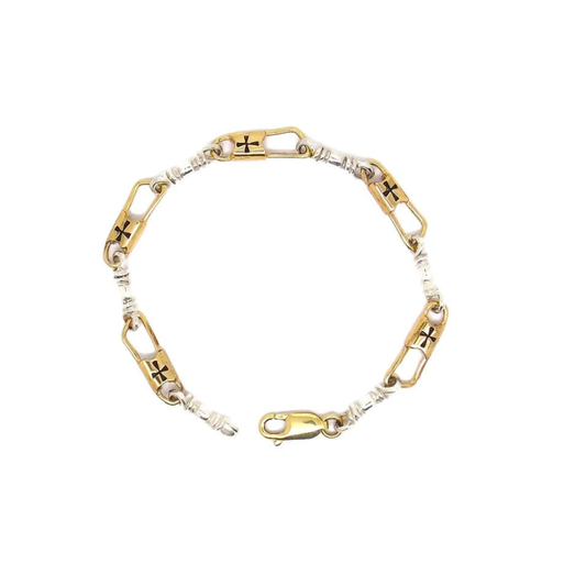 Fishers of Men Maltese Cross Design Bracelet - Regular Link Multi-Metal