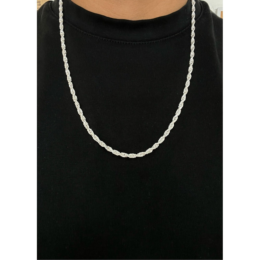 4mm Sterling Silver Rope Chain Necklace | 24"
