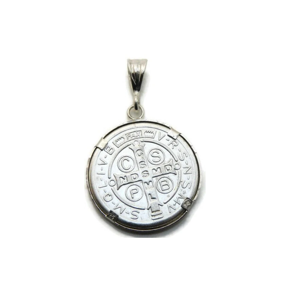 St. Benedict .999 Pure Silver 1/2 oz Coin With .925 Sterling Silver Bezel